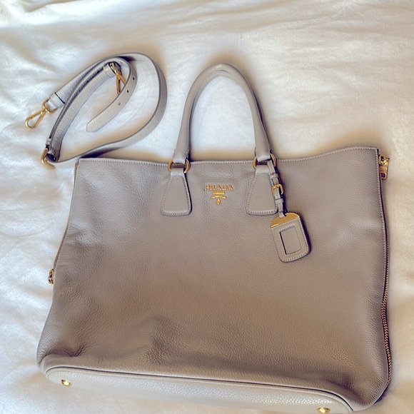 Prada Vitello Daino Side Zip Convertible Tote - Picture 1 of 16